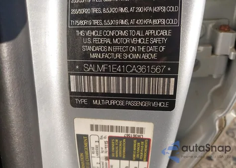 2012 Land Rover Range Rover Supercharged z USA, uszkodzony, nr VIN SALMF1E41CA361567